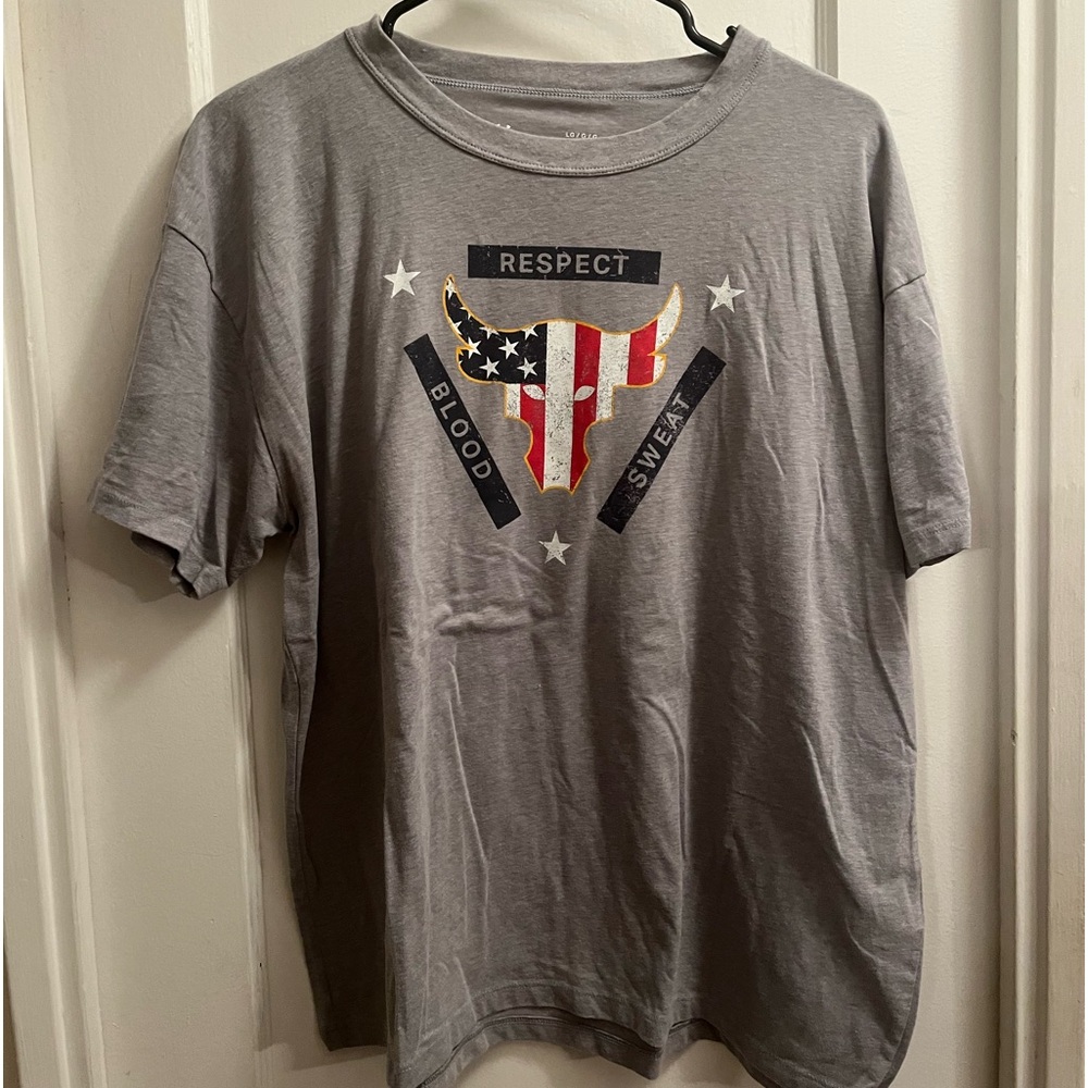 Gray Under Armour Project Rock Patriotic Bull T-Shirt